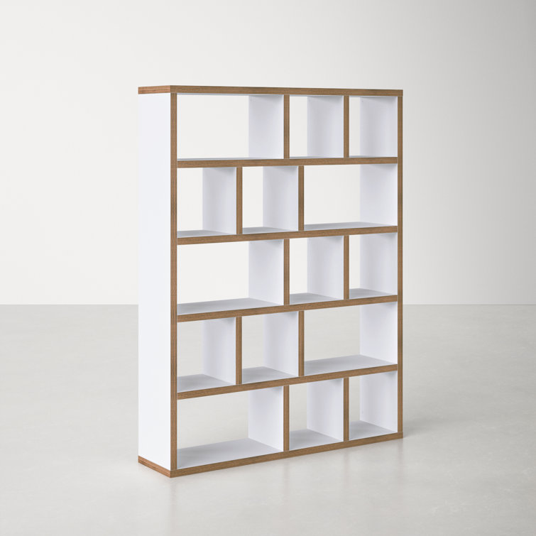 Berlin Pure White 59" Wide 5-Level Plywood Geometric Bookcase