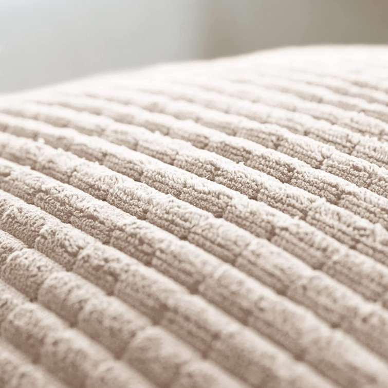 Cream Corduroy Striped 16" x 16" Pillow Covers, Set of 2