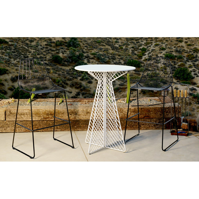 Eco-Friendly Galvanized Iron Round Patio Bar Table in Black