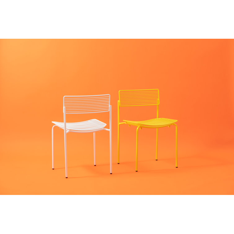 Rachel White Galvanized Iron Slat Back Dining Chair