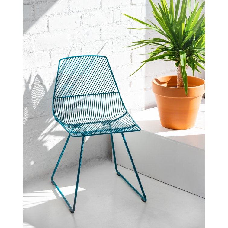 Peacock Blue Metal Wire Dining Chair