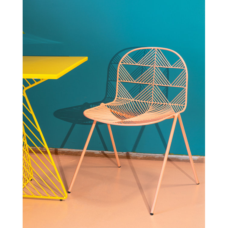 Peachy Pink Metal Windsor Back Stacking Chair