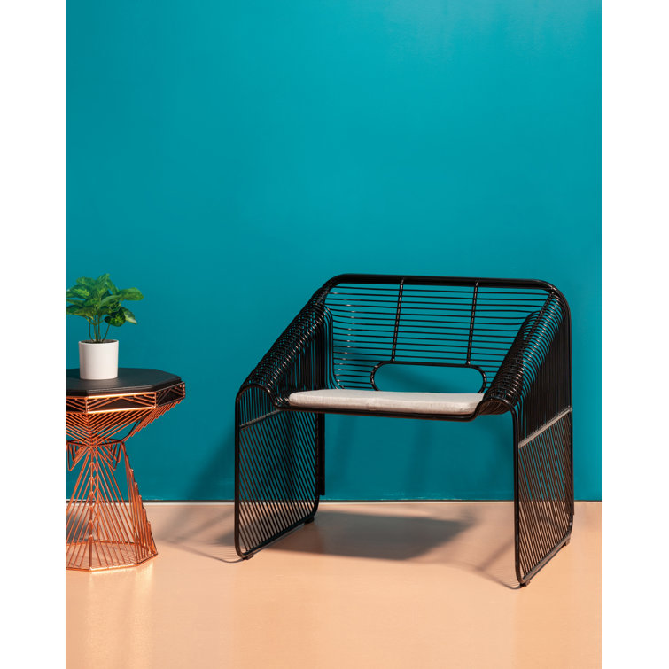 Eco-Friendly Geometric Galvanized Iron Lounge Chair in Black