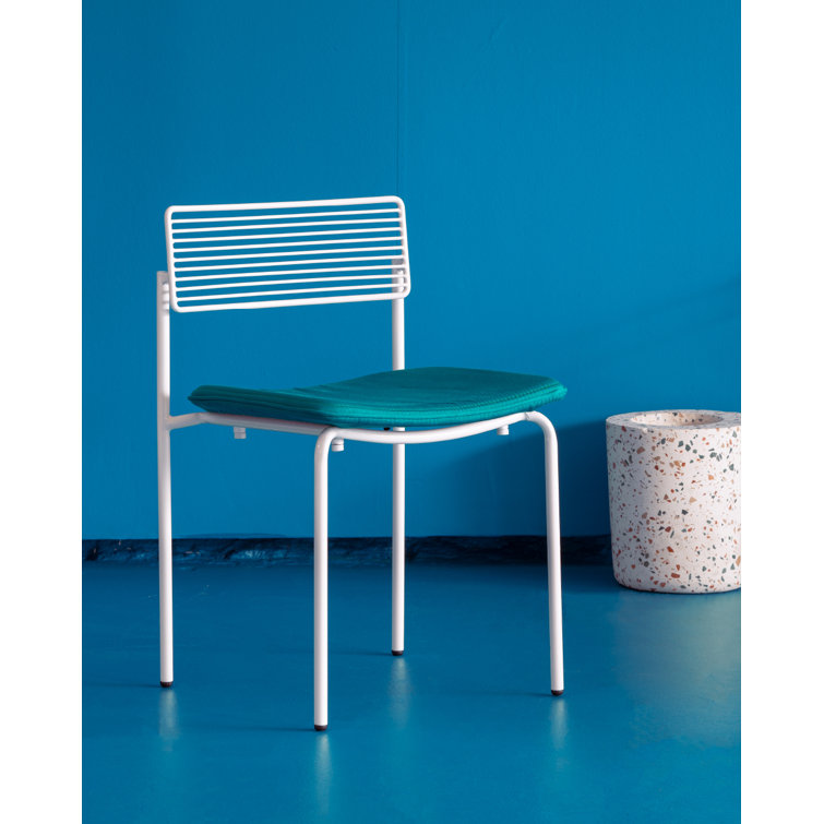 Rachel White Galvanized Iron Slat Back Dining Chair