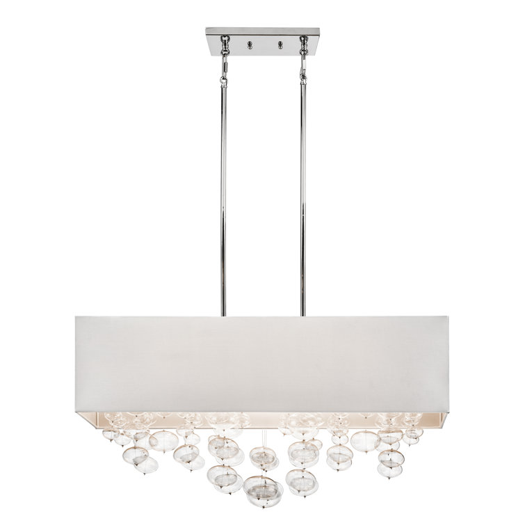 Chrome 6-Light Pendant with White Glass Shade