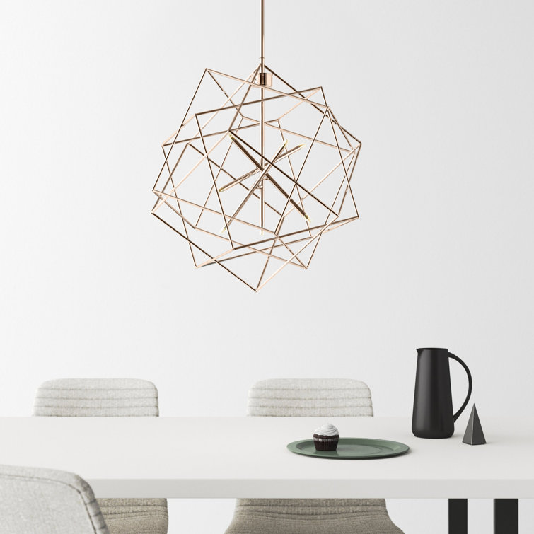 Stacia French Gold LED Geometric Island Pendant, 21"x69"