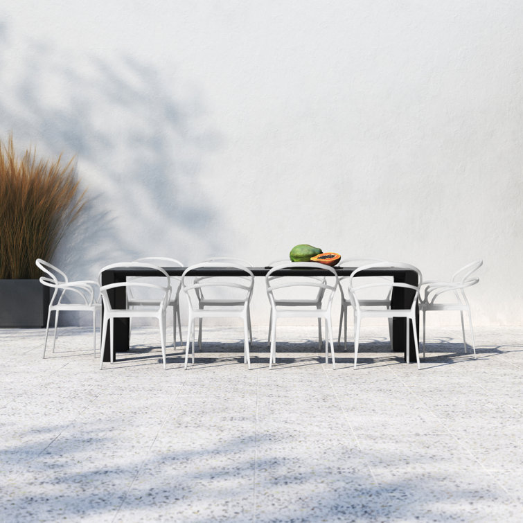 Mila White Extendable 10-Person Outdoor Dining Set