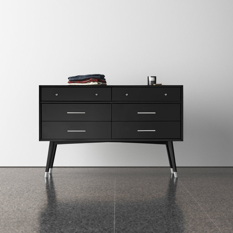 Black and Silver Mid-Century Modern Double Dresser