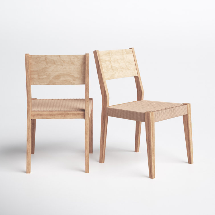 Midcentury Natural Brown Basketweave Rope & Wood Dining Chair Set