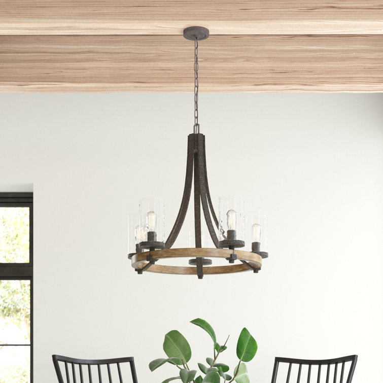 Angelo Distressed Oak & Slate Grey 5-Light Chandelier