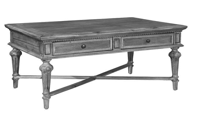 Traditional Beige & Black Rectangular Coffee Table with Storage