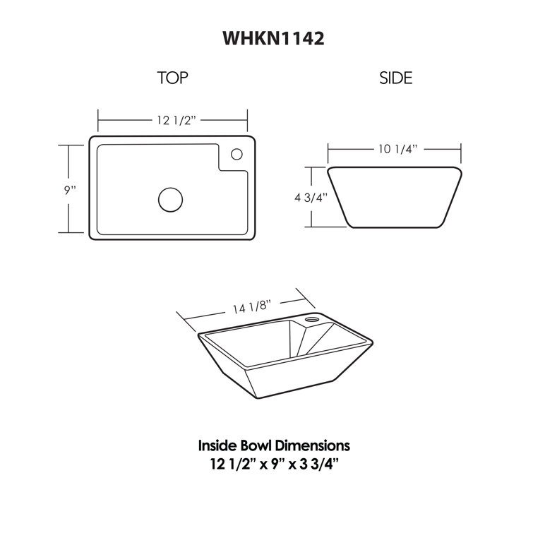 White Rectangular Ceramic Wall-Mount Bathroom Sink