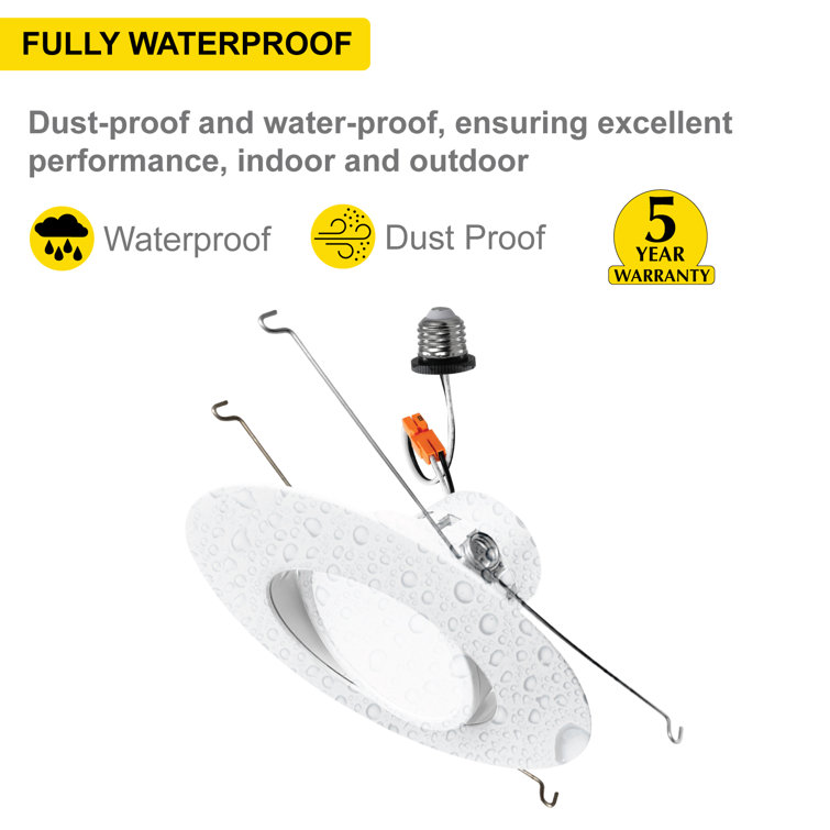 6-Inch White Adjustable LED Gimbal Recessed Downlight, 6-Pack