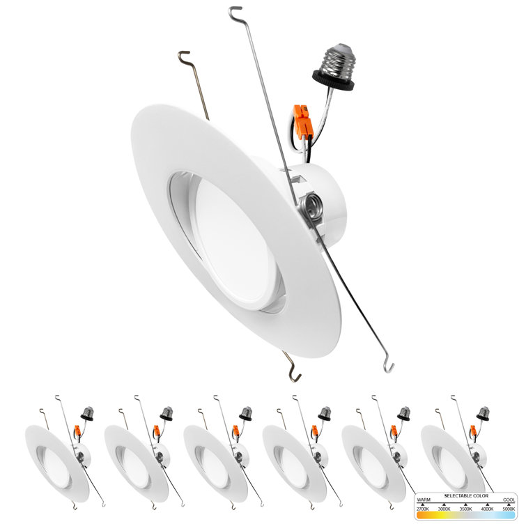 6-Inch White Adjustable LED Gimbal Recessed Downlight, 6-Pack