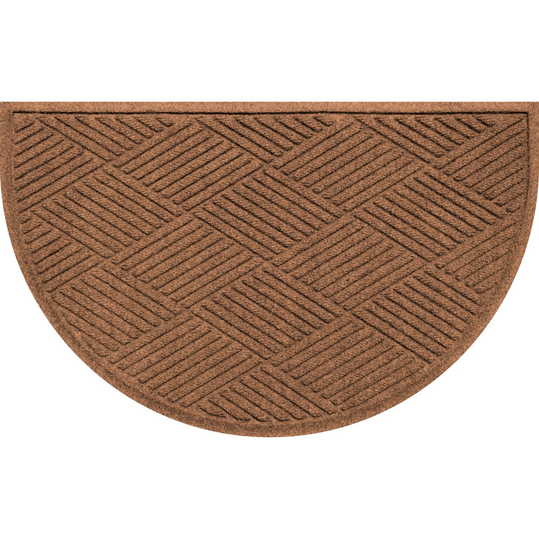 Half Oval Dark Brown Polypropylene Outdoor Doormat
