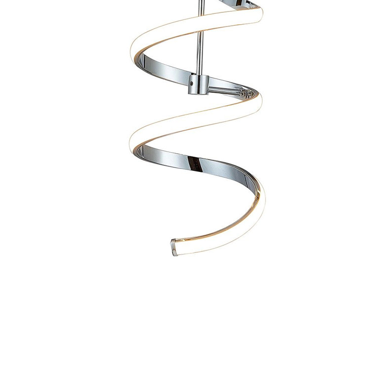 Chrome Spiral LED Pendant Light with Crystal Accents
