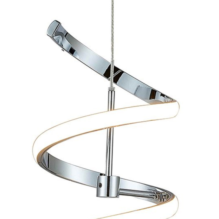 Chrome Spiral LED Pendant Light with Crystal Accents