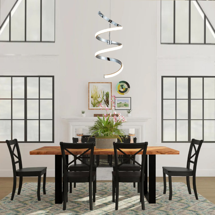 Chrome Spiral LED Pendant Light with Crystal Accents