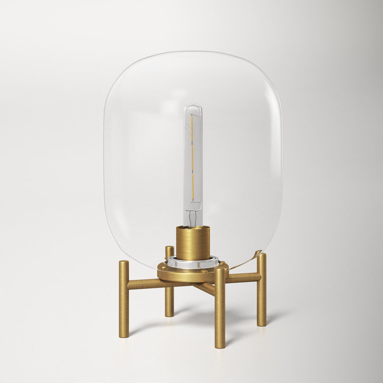 Edison Voice-Controlled Industrial Table Lamp in Brushed Brass/Clear