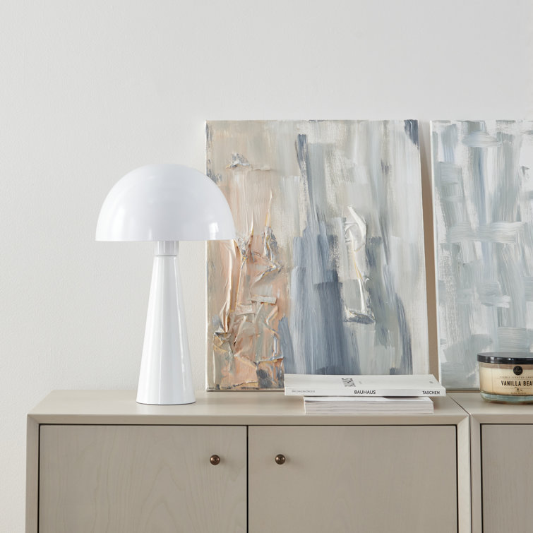 White Iron Mid-Century Modern Mushroom Table Lamp