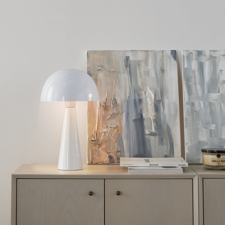 White Iron Mid-Century Modern Mushroom Table Lamp