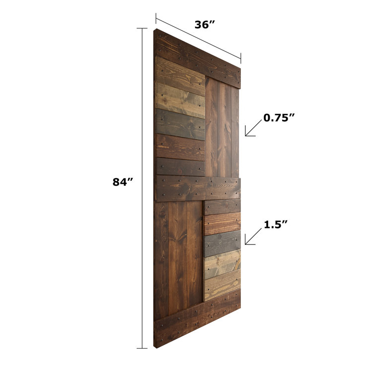 Coast Sequoia 72" x 84" Light Gray Knotty Pine Wood Double Sliding Barn Door with Hardware Kit