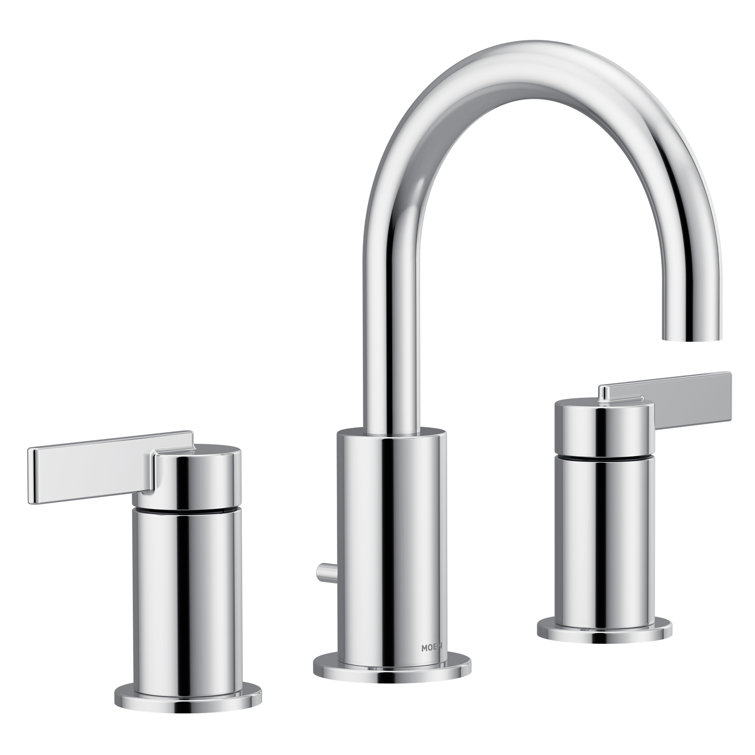 Chrome Modern Widespread Bathroom Faucet with Two Handles