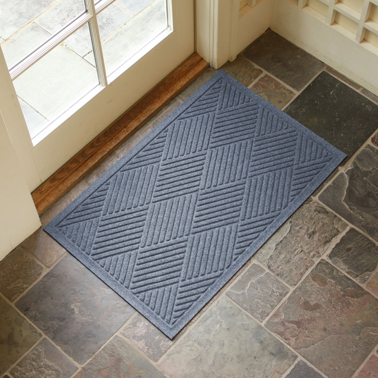 Bluestone Rubber Rectangle Outdoor Doormat with Diamond Pattern