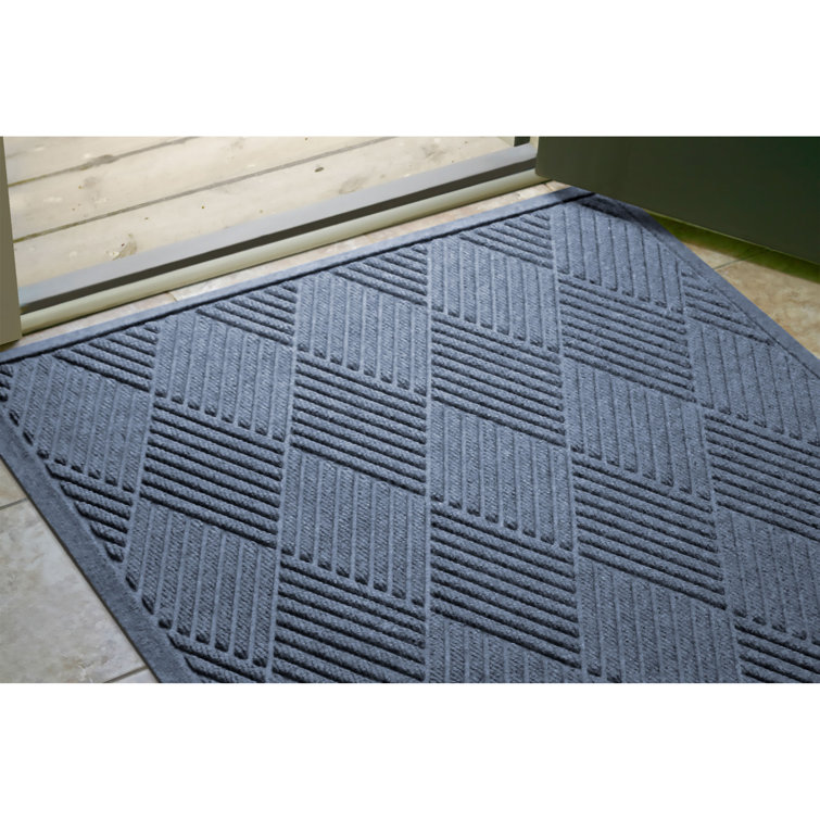 Bluestone Rubber Rectangle Outdoor Doormat with Diamond Pattern