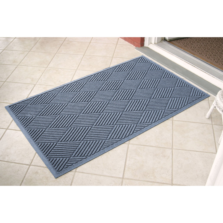 Bluestone Rubber Rectangle Outdoor Doormat with Diamond Pattern
