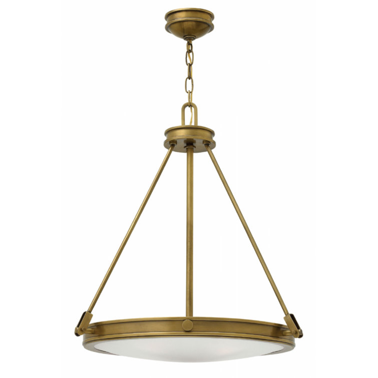 Heritage Brass and Glass Mid-Century Modern Pendant Light