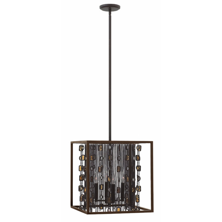 Mercato Amber Crystal Elegance 16" Bronze Indoor/Outdoor Chandelier