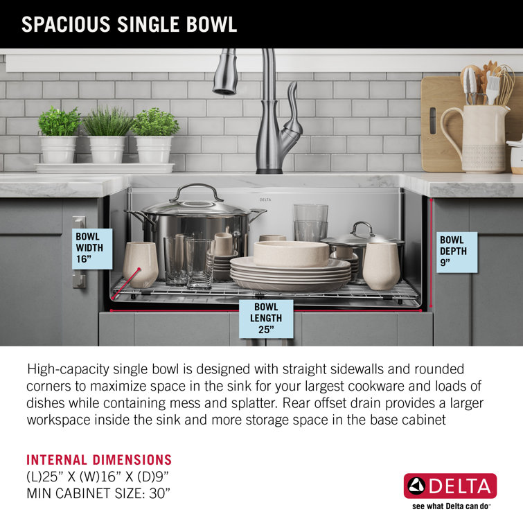 Delta 27" Stainless Steel Undermount Workstation Kitchen Sink with Accessories
