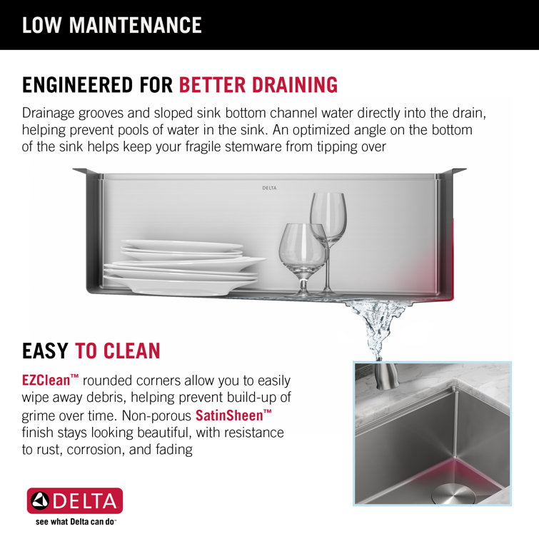 Delta 27" Stainless Steel Undermount Workstation Kitchen Sink with Accessories