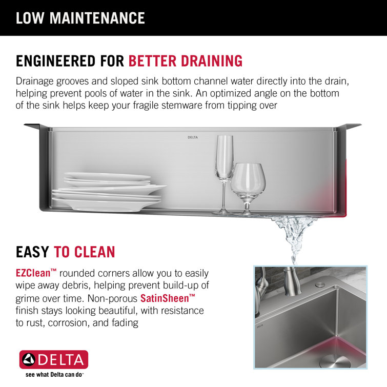 Delta Lorelai 33" Stainless Steel Workstation Kitchen Sink with Accessories
