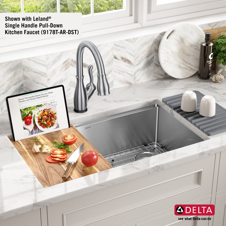 32" Stainless Steel Single Bowl Drop-in Kitchen Sink with Drainboard