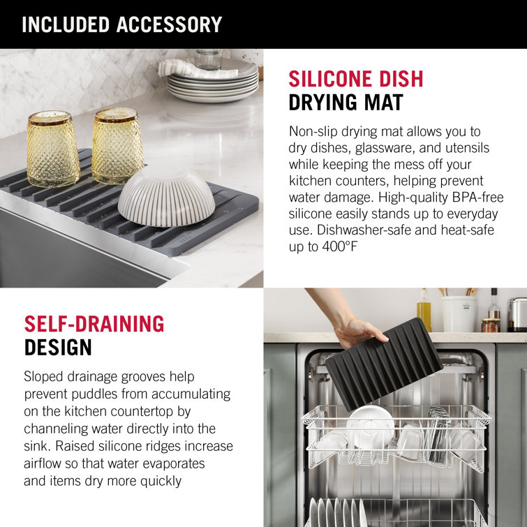 32" Stainless Steel Single Bowl Drop-in Kitchen Sink with Drainboard