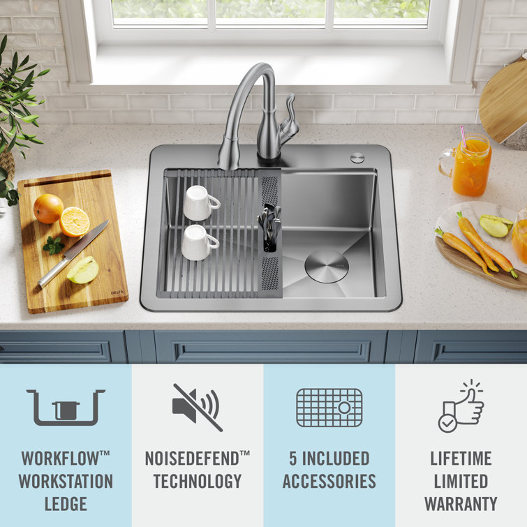 Stainless Steel Single Bowl Workstation Kitchen Sink with Accessories