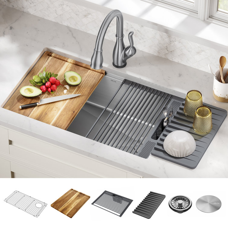 30-Inch Stainless Steel Undermount Single Bowl Workstation Sink