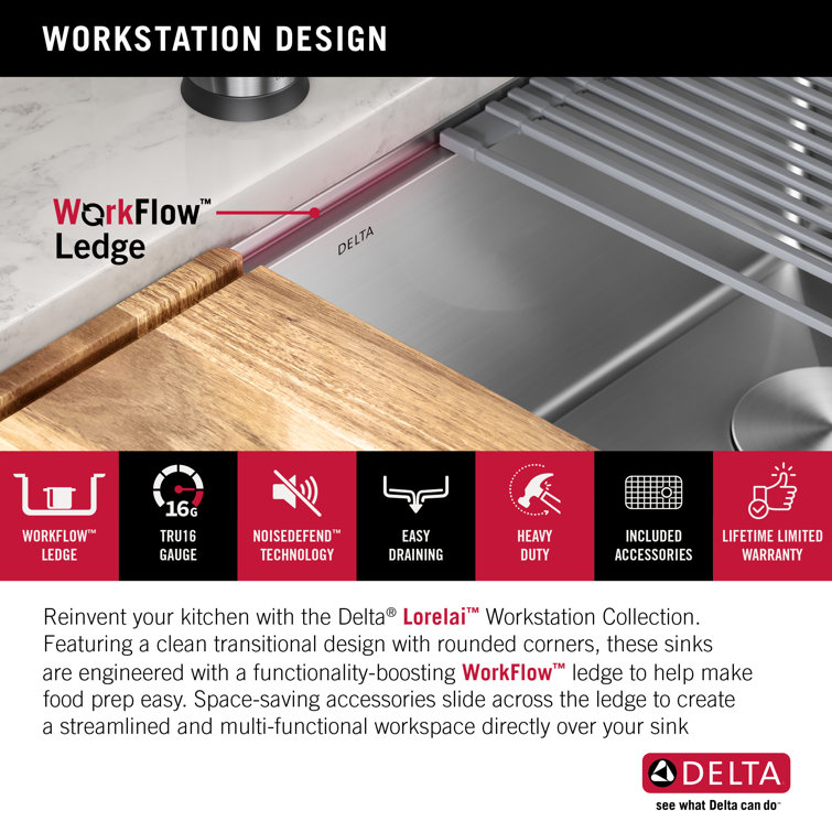 30-Inch Stainless Steel Undermount Single Bowl Workstation Sink