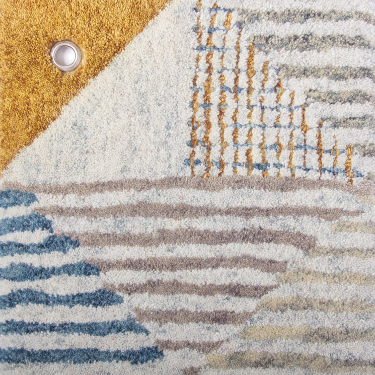 Griffin Geometric Blue and Yellow Handmade Wool Rug