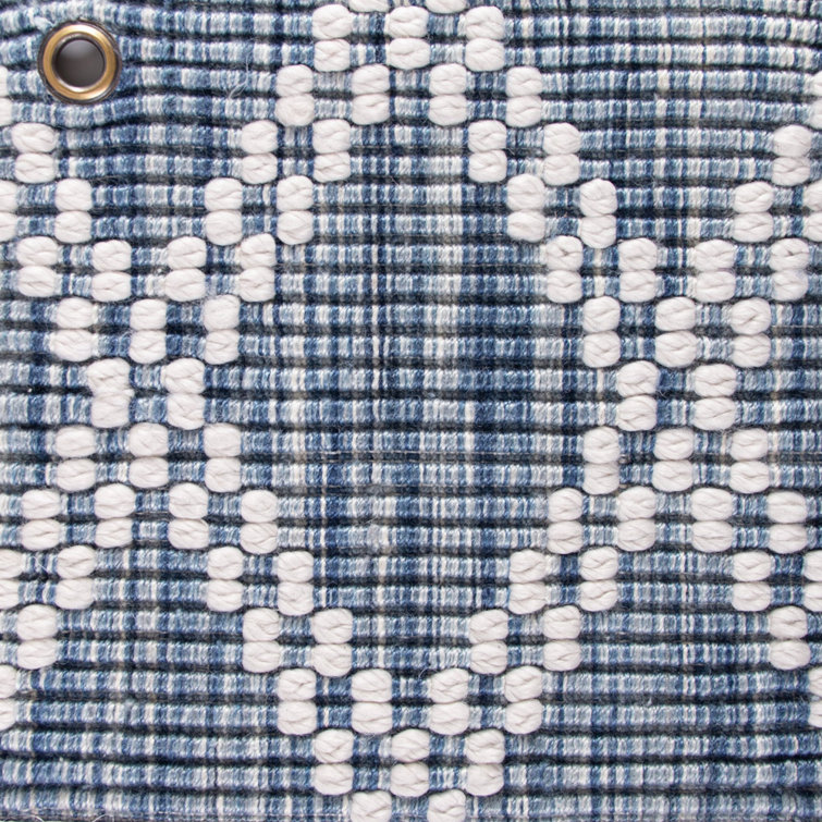 Handwoven Indigo Diamond Pattern Synthetic Area Rug