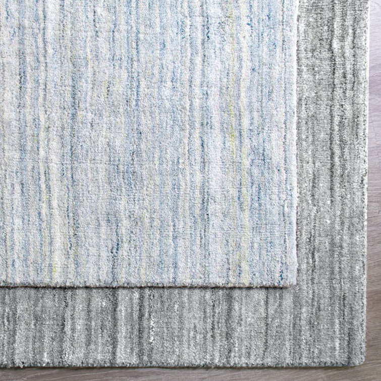 Handmade Blue and Gray Rectangular Area Rug