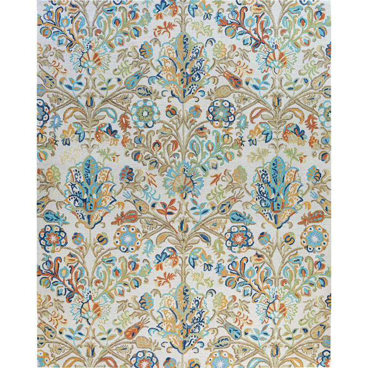 Acacia Floral Handmade Tufted Wool Blue/Beige/Green Rug