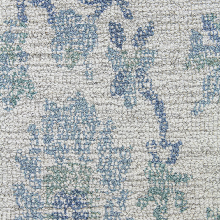 Ivory Tufted Wool Rectangular Handmade Area Rug 27''