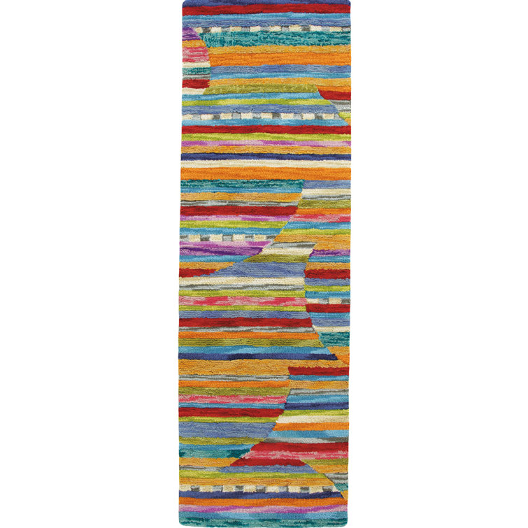 Jubilee Multicolor Striped Handmade Wool Runner Rug