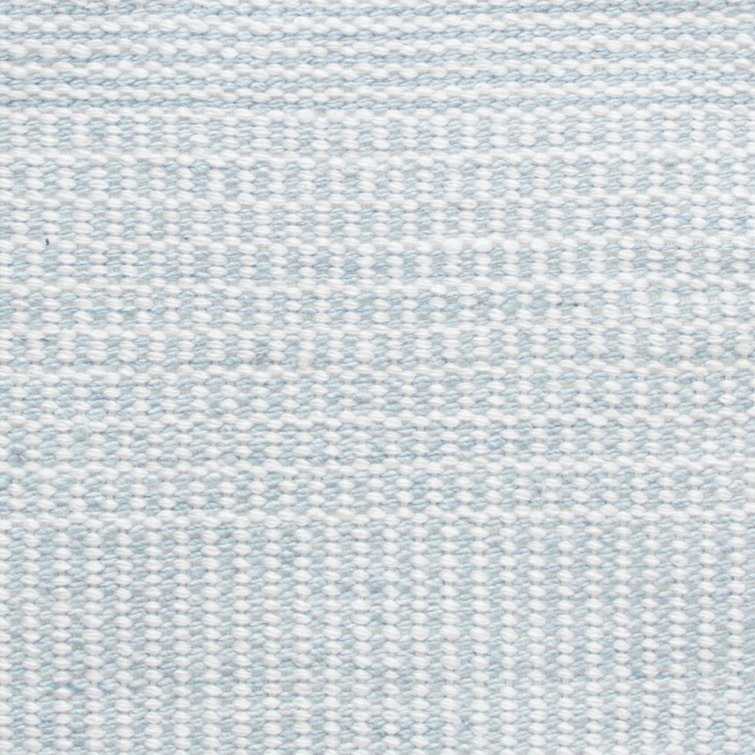 Aqua Flat Woven Handmade Synthetic Stripe Runner Rug