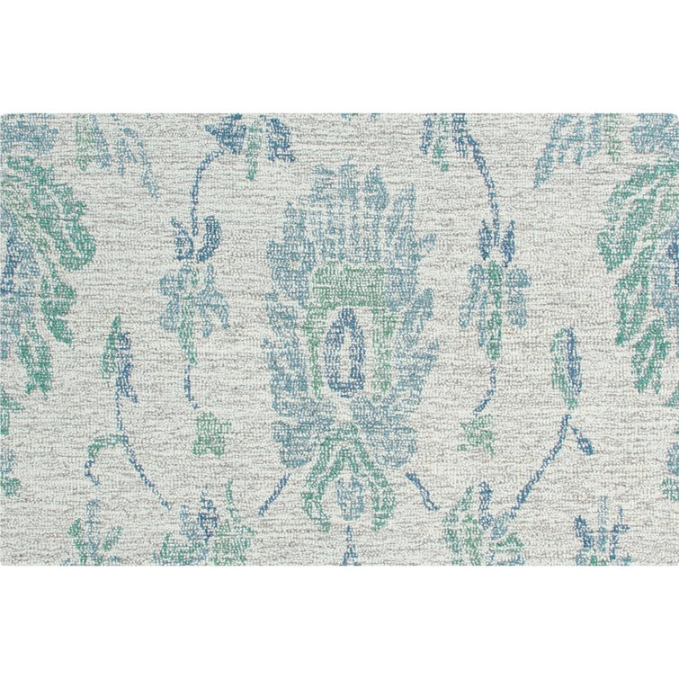 Ivory Tufted Wool Rectangular Handmade Area Rug 27''