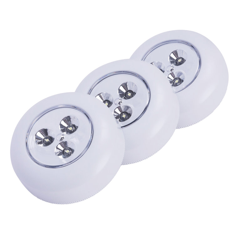 White LED Touch-Activated Under Cabinet Puck Lights, 3-Pack