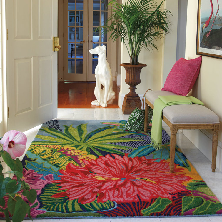 Captiva Hand-Tufted Wool Square Area Rug with Floral Design